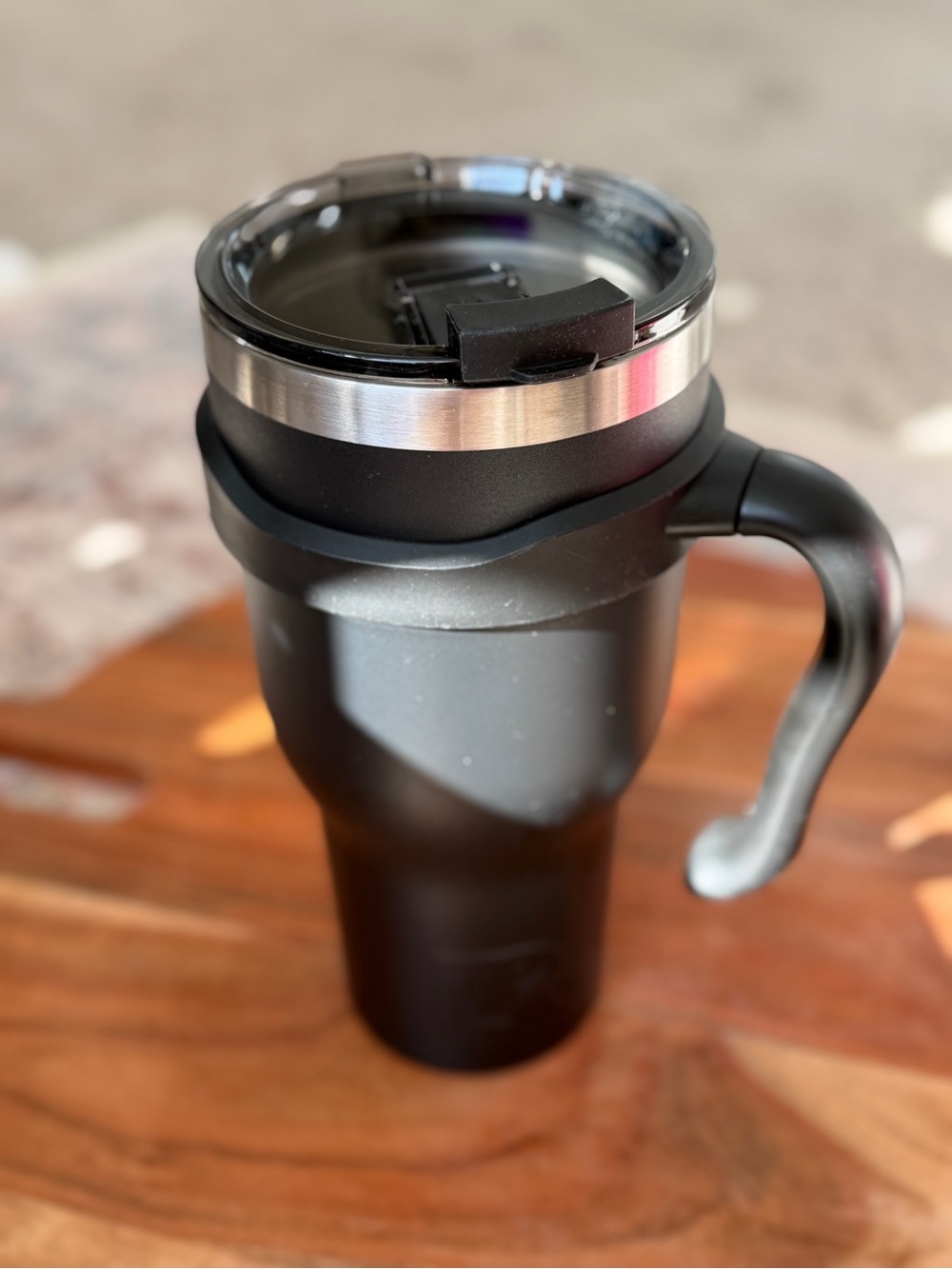 RTIC Black Insulated Travel Tumbler with Handle - Leak-Resistant Lid
